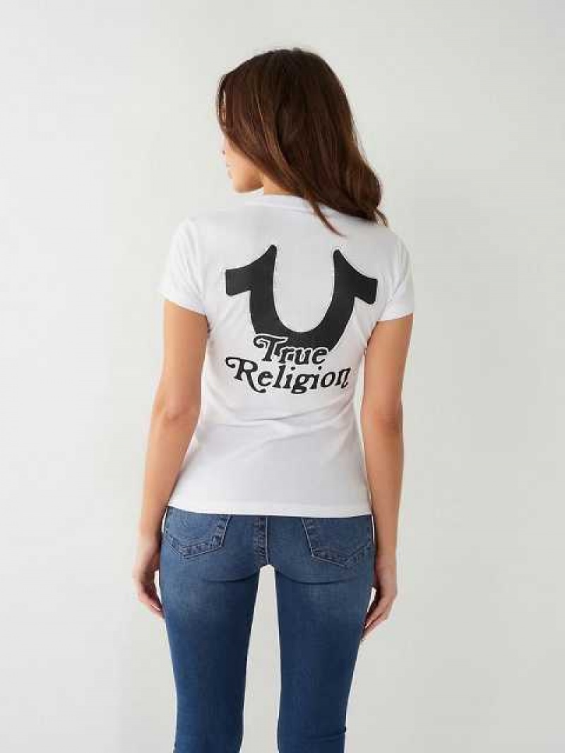 Camiseta True Religion Crystal Horseshoe V Mujer Blancas | Colombia-SXZOPAT97