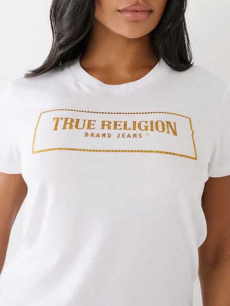 Camiseta True Religion Crystal Logo Mujer Blancas | Colombia-AWSDIRN74