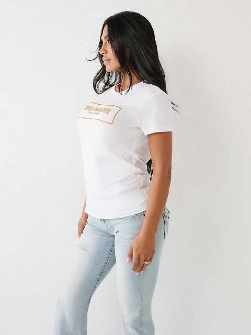 Camiseta True Religion Crystal Logo Mujer Blancas | Colombia-AWSDIRN74