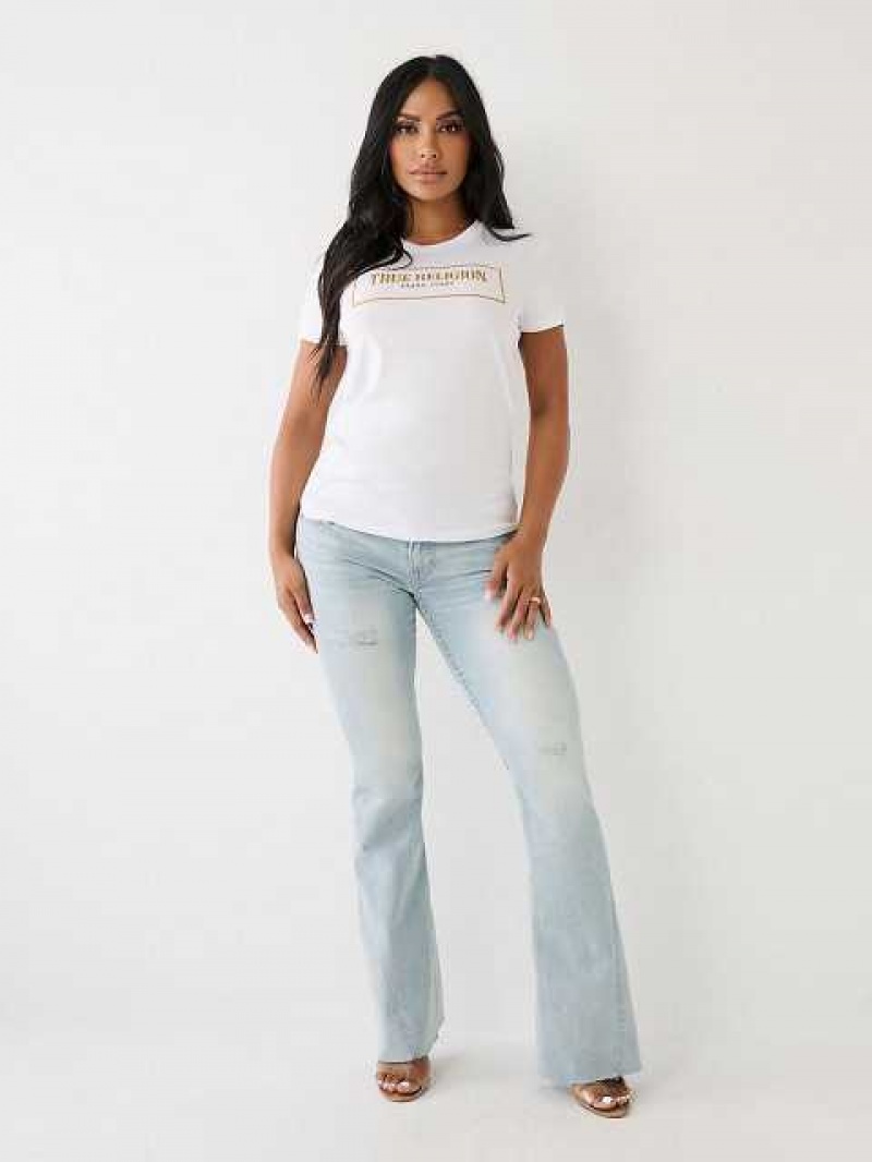 Camiseta True Religion Crystal Logo Mujer Blancas | Colombia-AWSDIRN74