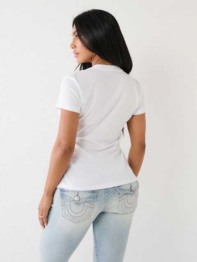 Camiseta True Religion Crystal Logo Mujer Blancas | Colombia-AWSDIRN74