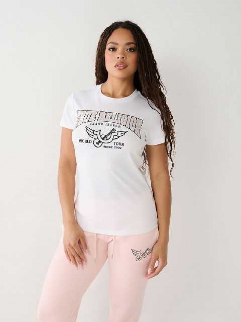 Camiseta True Religion Crystal Logo Mujer Blancas | Colombia-TDIHPSC54