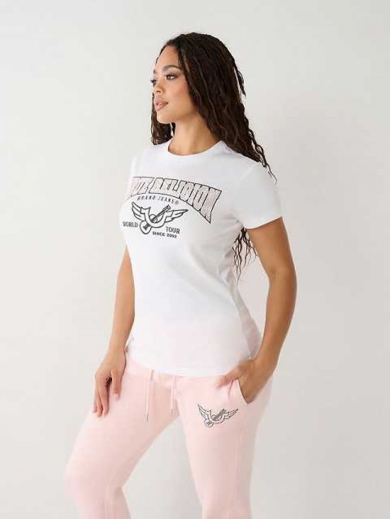 Camiseta True Religion Crystal Logo Mujer Blancas | Colombia-TDIHPSC54