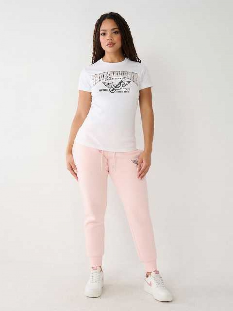 Camiseta True Religion Crystal Logo Mujer Blancas | Colombia-TDIHPSC54