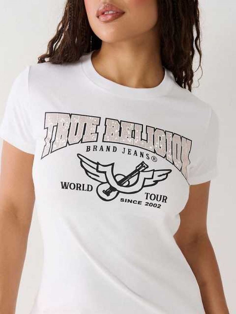 Camiseta True Religion Crystal Logo Mujer Blancas | Colombia-TDIHPSC54