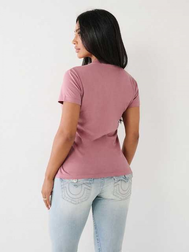 Camiseta True Religion Crystal Logo Mujer Moradas | Colombia-AXPUNGF83