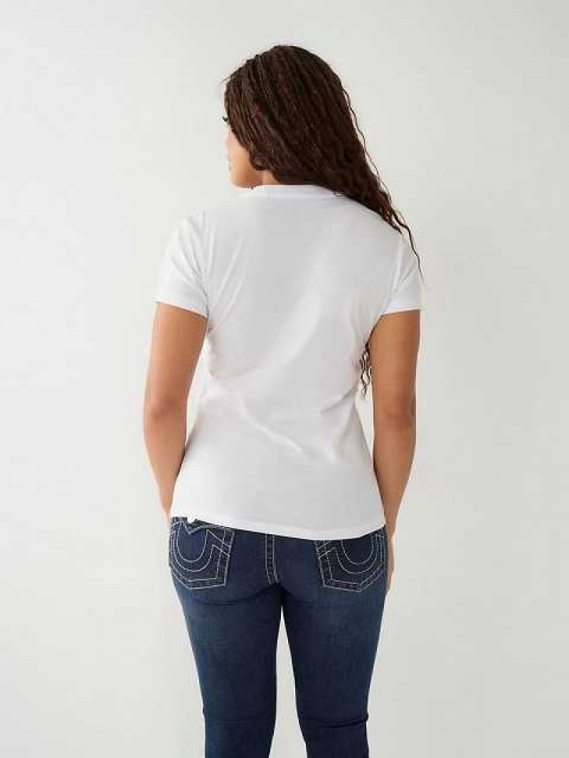 Camiseta True Religion Crystal Logo Mujer Blancas | Colombia-PBJNTWR05