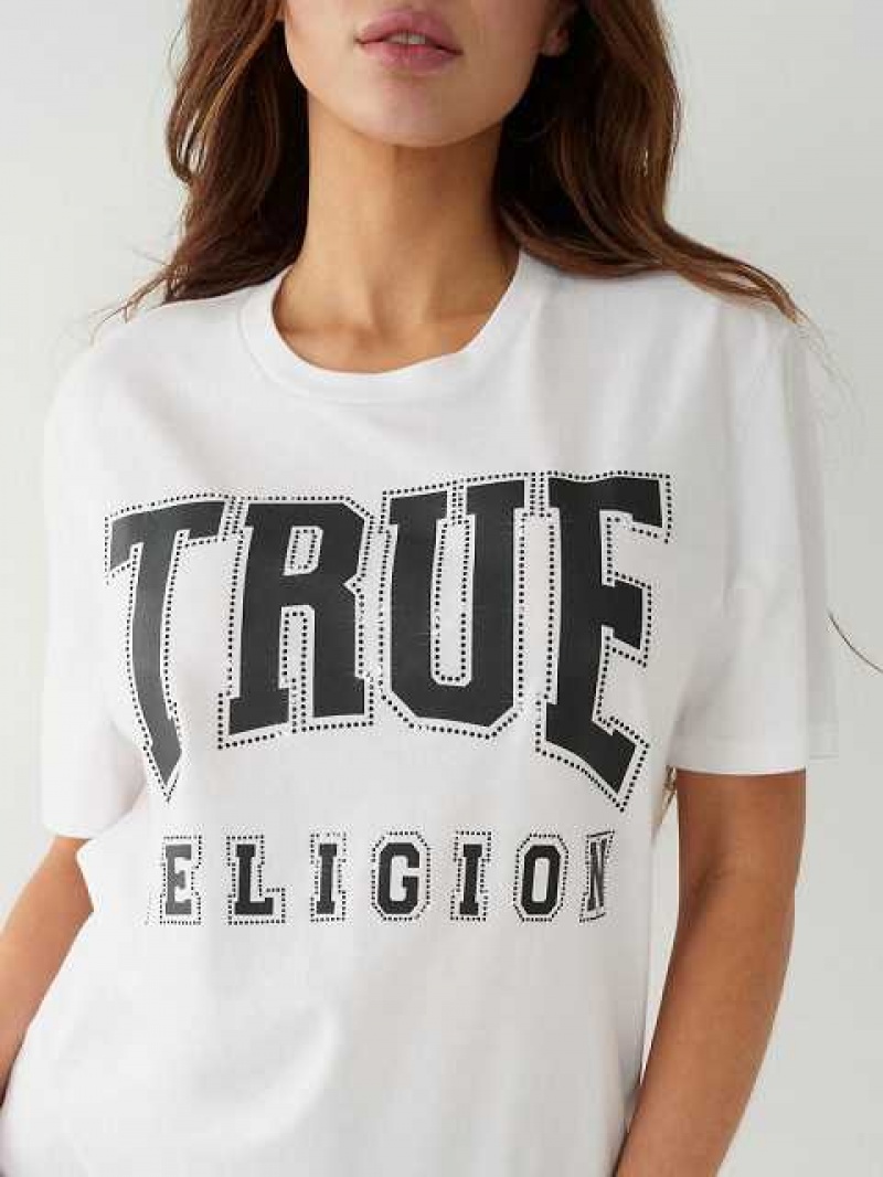 Camiseta True Religion Crystal True Relaxed Mujer Blancas | Colombia-FCPEWXA76