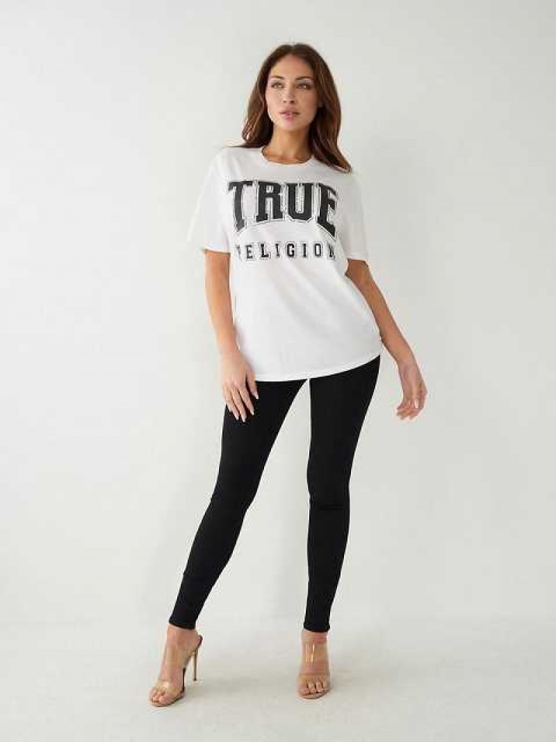 Camiseta True Religion Crystal True Relaxed Mujer Blancas | Colombia-FCPEWXA76