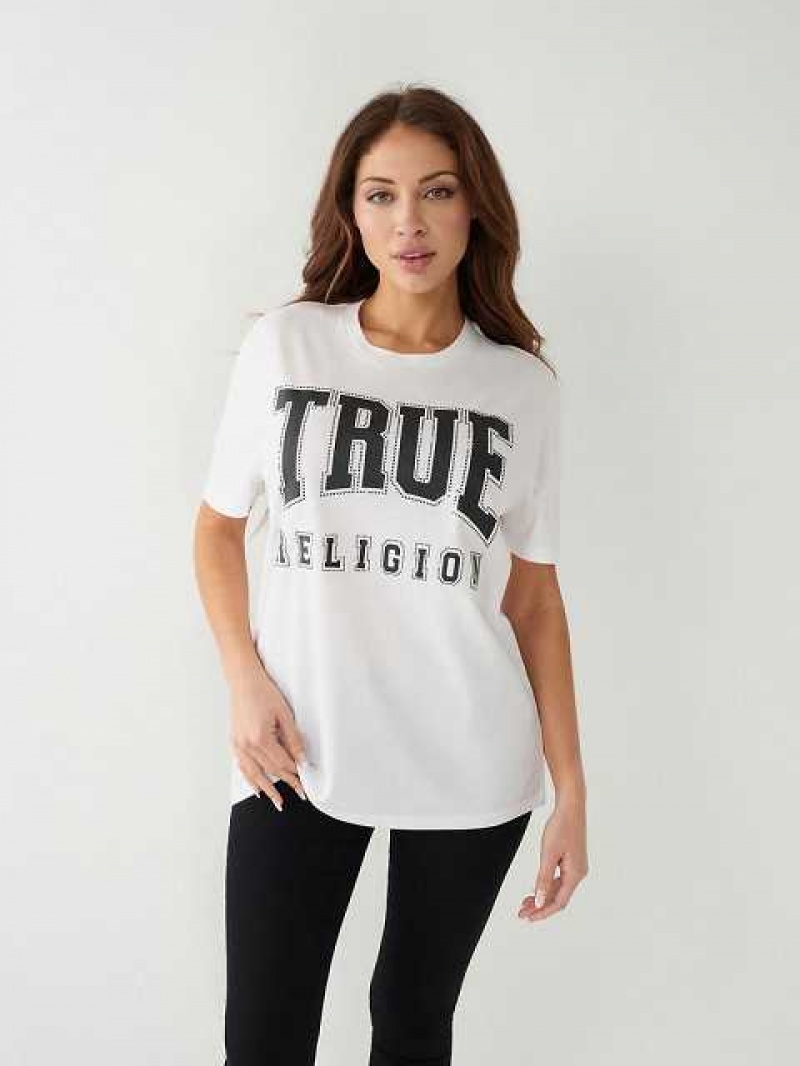 Camiseta True Religion Crystal True Relaxed Mujer Blancas | Colombia-FCPEWXA76