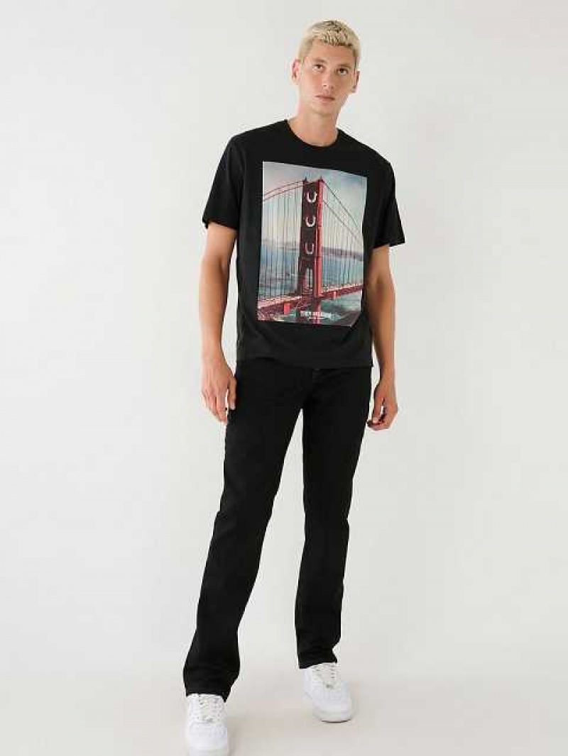 Camiseta True Religion Destination Sf Estampadas Relaxed Hombre Negras | Colombia-CVFXMKH09