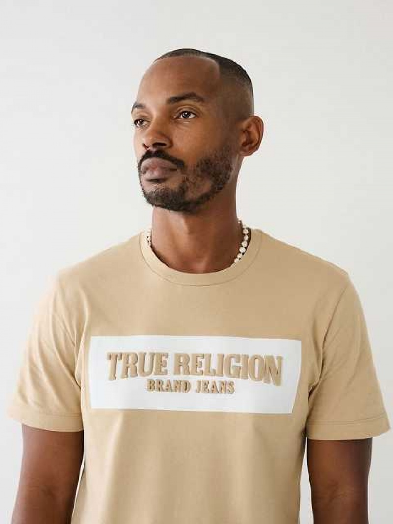 Camiseta True Religion Embossed Arch Logo Hombre Beige | Colombia-BNMVGQK84