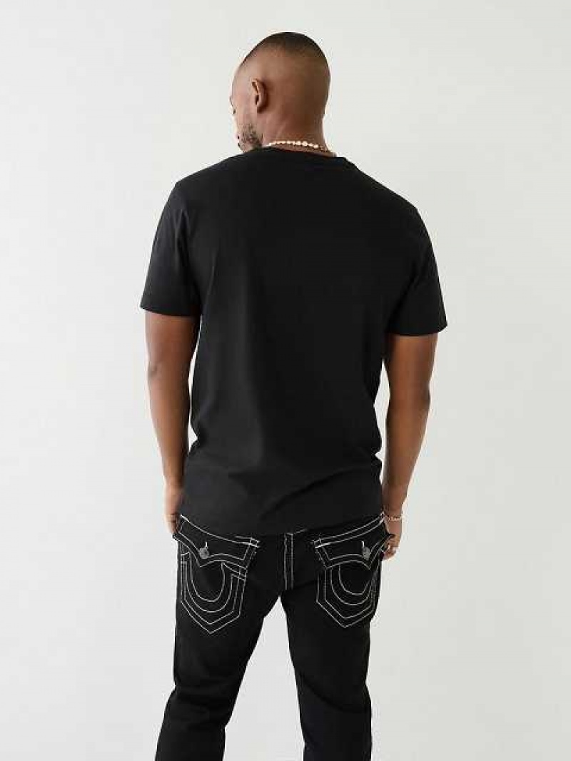 Camiseta True Religion Embossed Arch Logo Hombre Negras | Colombia-EQFWJYP25