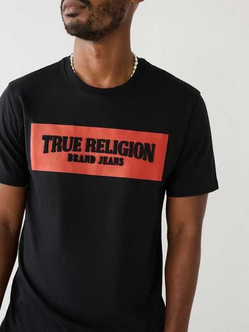 Camiseta True Religion Embossed Arch Logo Hombre Negras | Colombia-EQFWJYP25