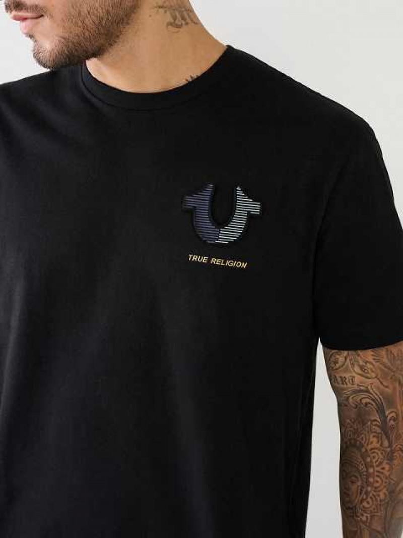 Camiseta True Religion Embossed Tr Logo Hombre Negras | Colombia-YLIOHAS87