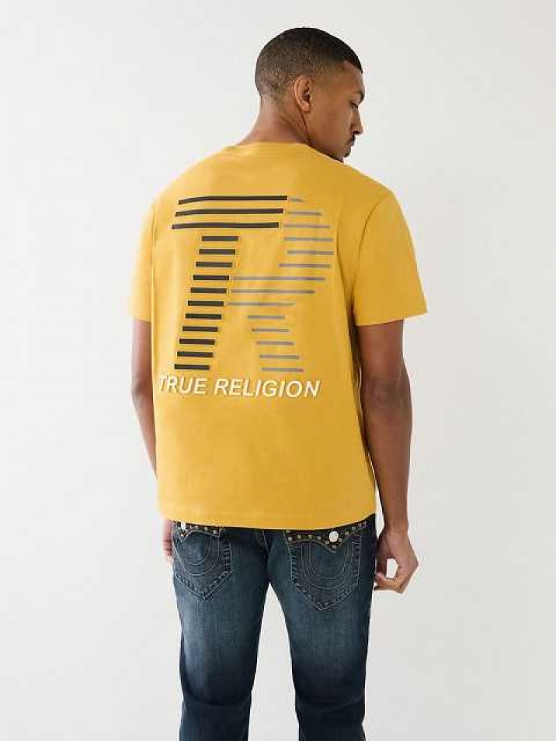 Camiseta True Religion Embossed Tr Logo Hombre Amarillo | Colombia-QEMZOYW32