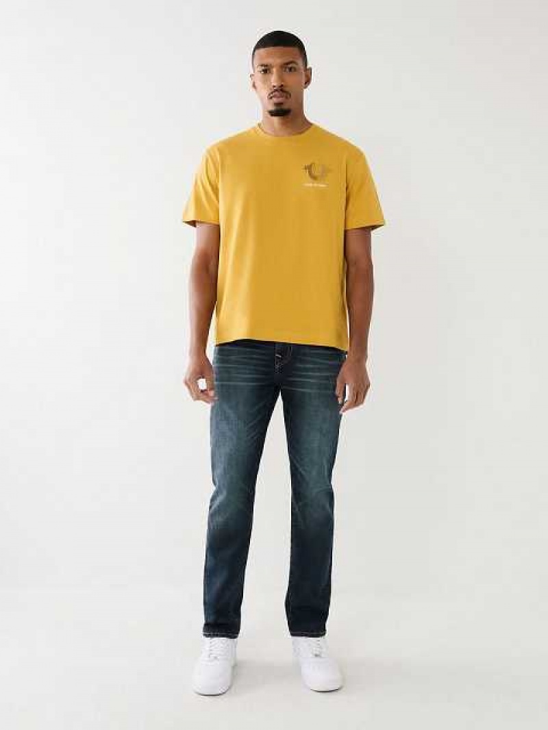 Camiseta True Religion Embossed Tr Logo Hombre Amarillo | Colombia-QEMZOYW32