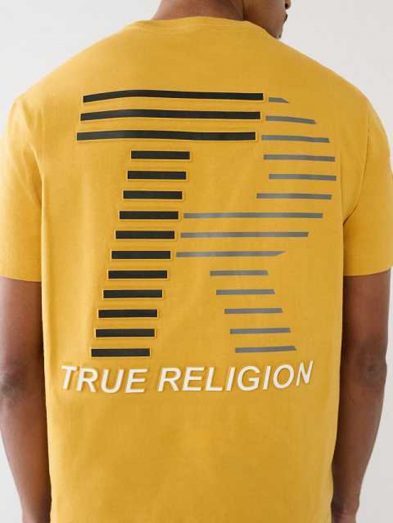 Camiseta True Religion Embossed Tr Logo Hombre Amarillo | Colombia-QEMZOYW32