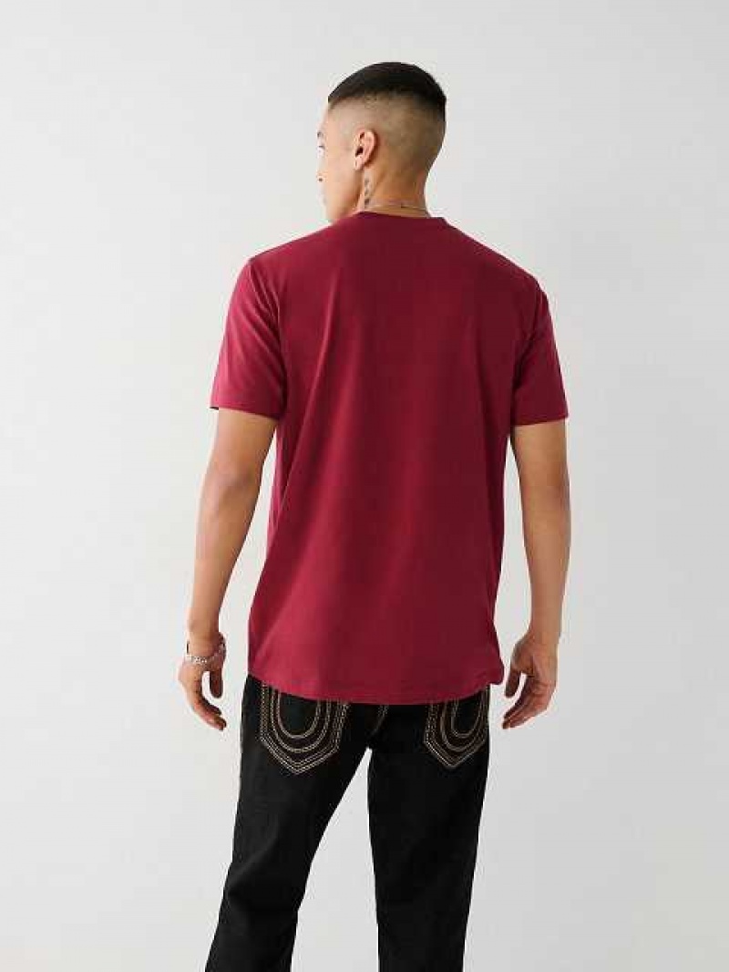 Camiseta True Religion Estampadas Logo Hombre Fucsia | Colombia-SQMWNAX80