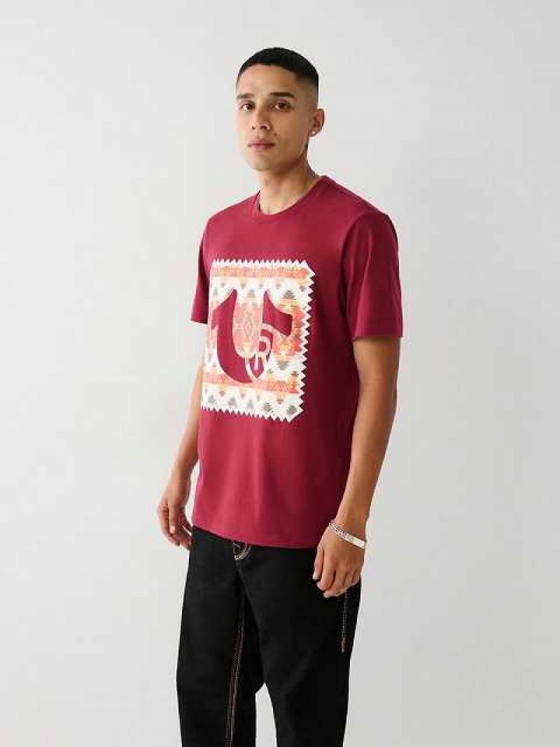 Camiseta True Religion Estampadas Logo Hombre Fucsia | Colombia-SQMWNAX80