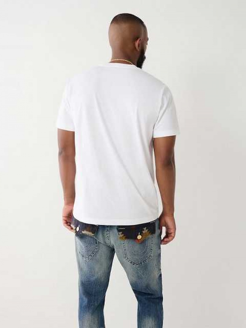 Camiseta True Religion Estampadas Logo Hombre Blancas | Colombia-NUHFESX24