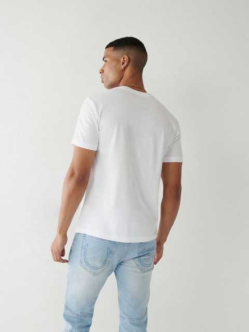 Camiseta True Religion Estampadas Logo Hombre Blancas | Colombia-QYLDPAR34