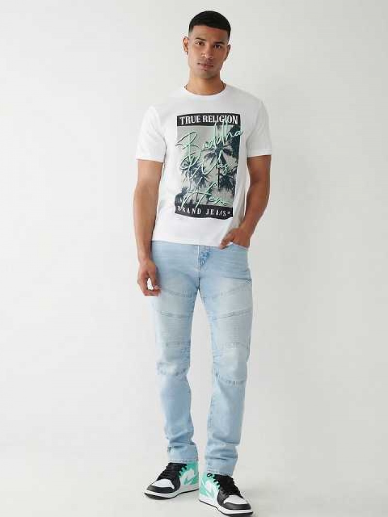 Camiseta True Religion Estampadas Logo Hombre Blancas | Colombia-QYLDPAR34