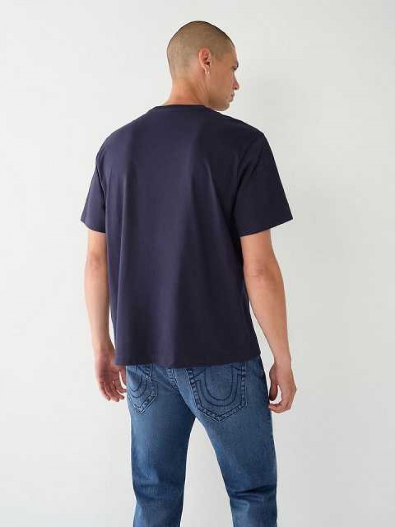 Camiseta True Religion Estampadas Relaxed Hombre Azul Marino | Colombia-JMYWPHA58