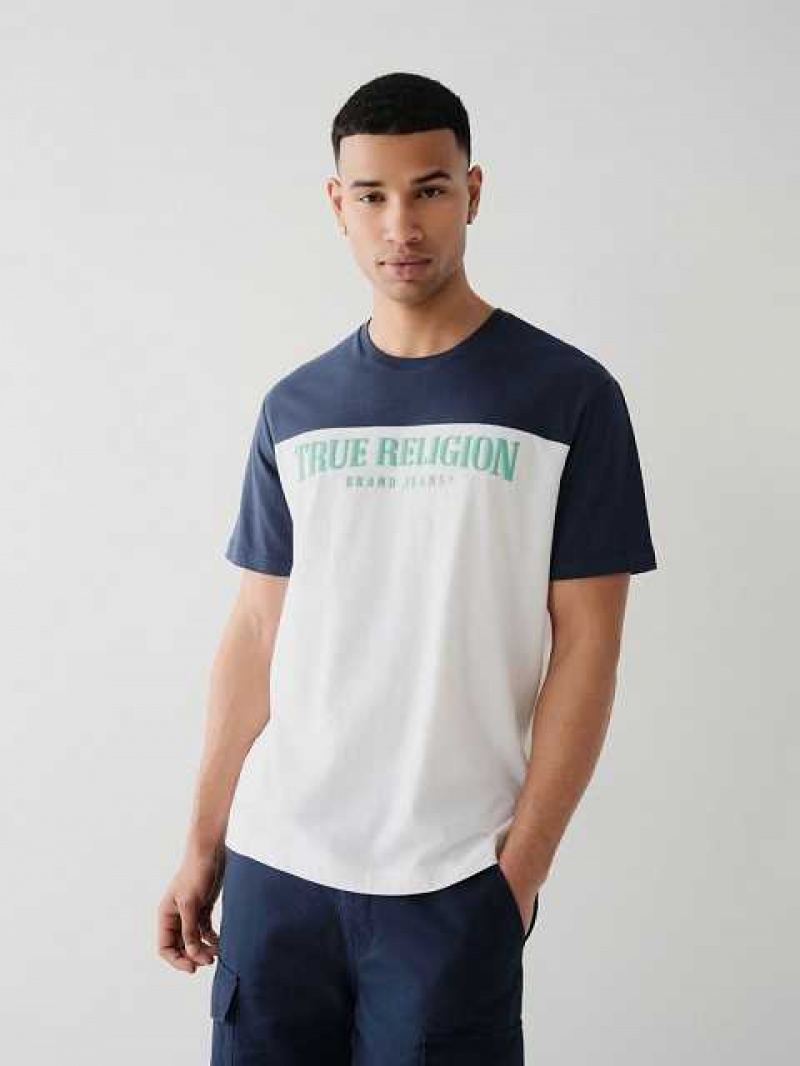 Camiseta True Religion Football Relaxed Hombre Blancas | Colombia-UPGNVRA50