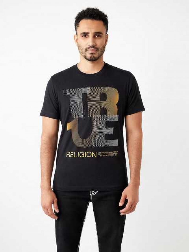 Camiseta True Religion Forro Logo Hombre Negras | Colombia-WSDMIAC71