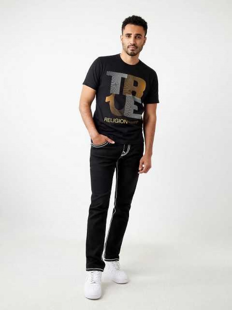 Camiseta True Religion Forro Logo Hombre Negras | Colombia-WSDMIAC71