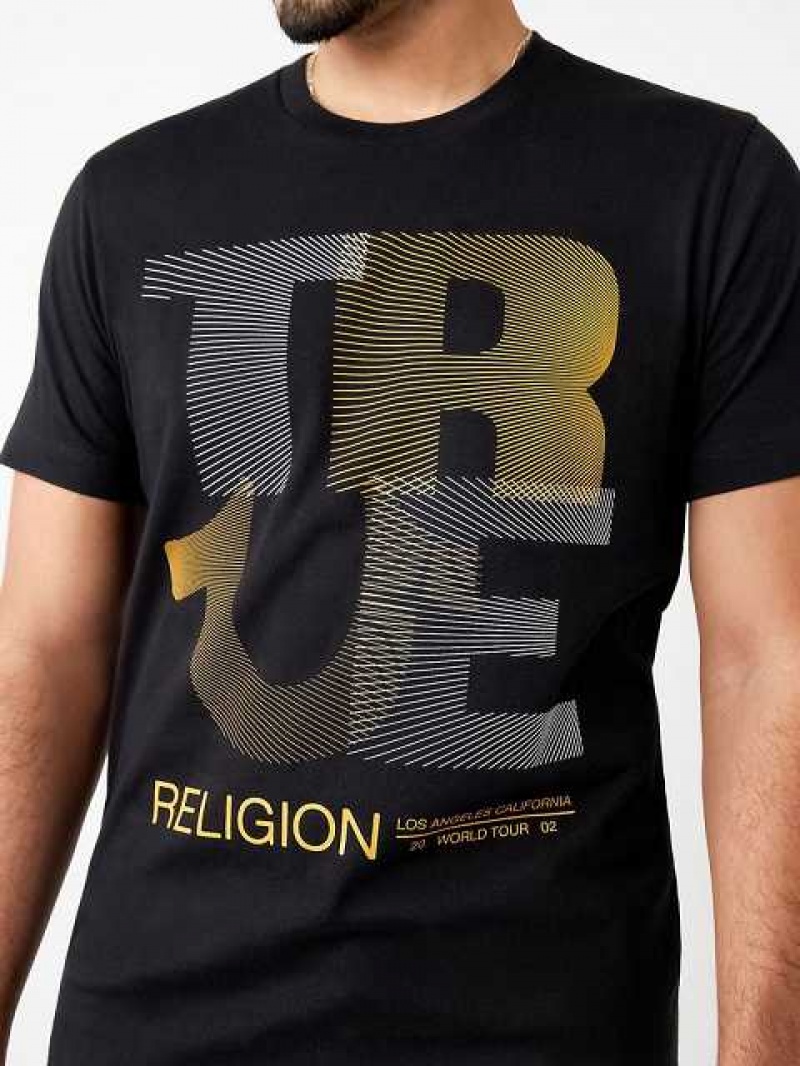 Camiseta True Religion Forro Logo Hombre Negras | Colombia-WSDMIAC71