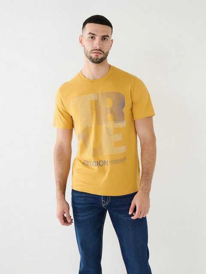 Camiseta True Religion Forro Logo Hombre Amarillo | Colombia-JAHTZLP36