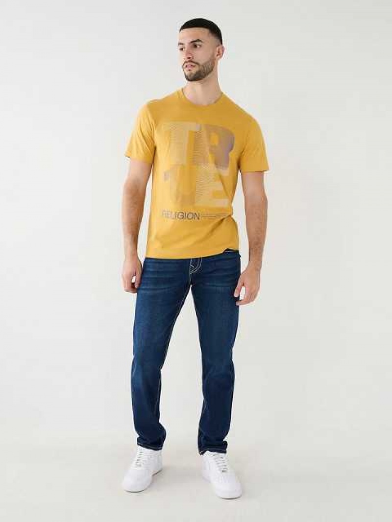 Camiseta True Religion Forro Logo Hombre Amarillo | Colombia-JAHTZLP36