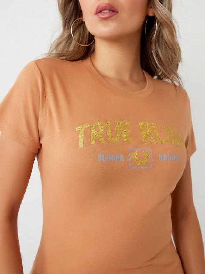 Camiseta True Religion Glitter True Rlgn Buddha Logo Mujer Naranjas | Colombia-DJWKCPU39