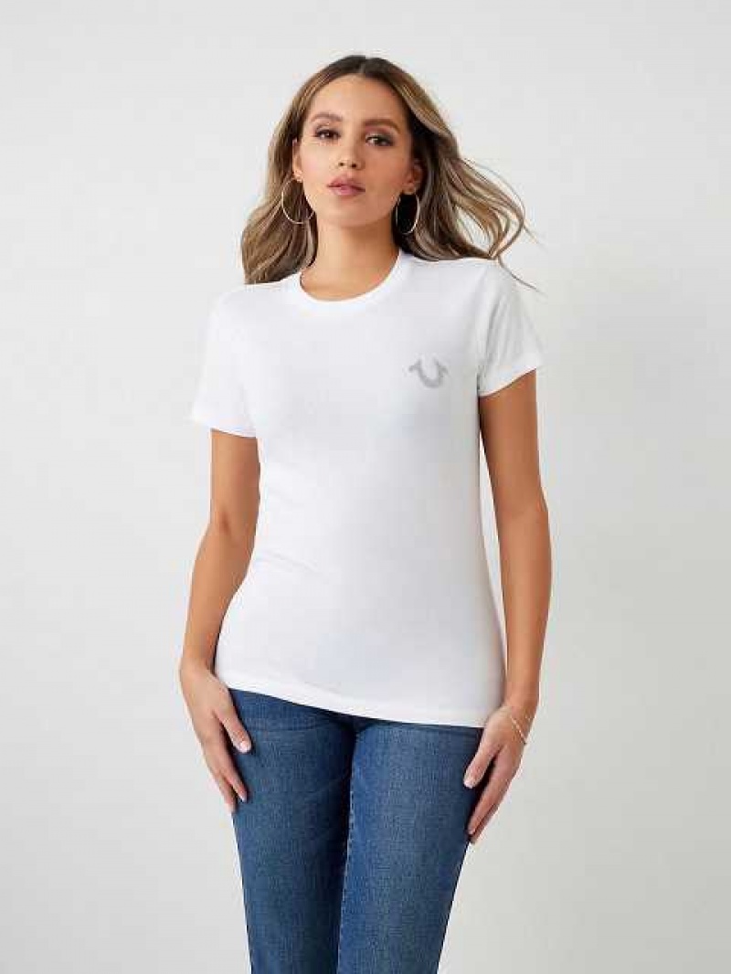 Camiseta True Religion Glitter World Anchos Logo Mujer Blancas | Colombia-XSDBYMF26