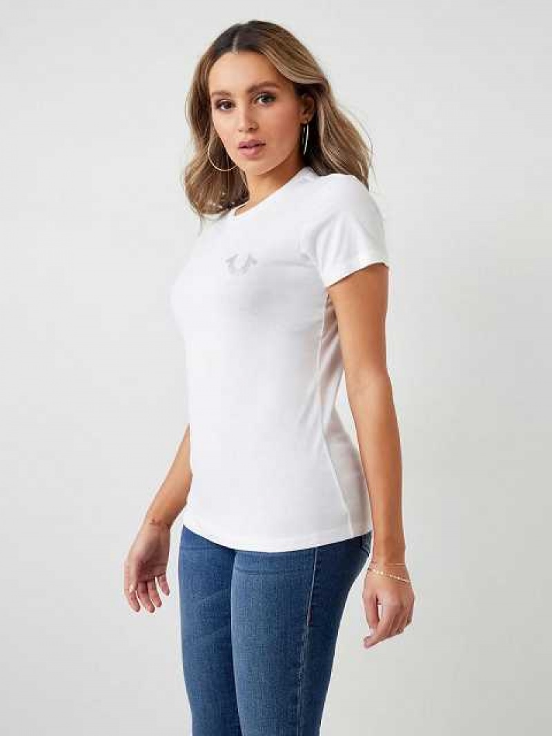 Camiseta True Religion Glitter World Anchos Logo Mujer Blancas | Colombia-XSDBYMF26