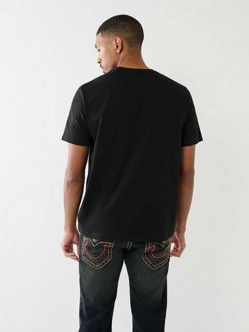 Camiseta True Religion Glow Ufo Hs Logo Hombre Negras | Colombia-IOZBGSY04