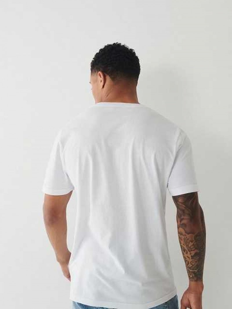 Camiseta True Religion Henley Hombre Blancas | Colombia-NIWJMDE40