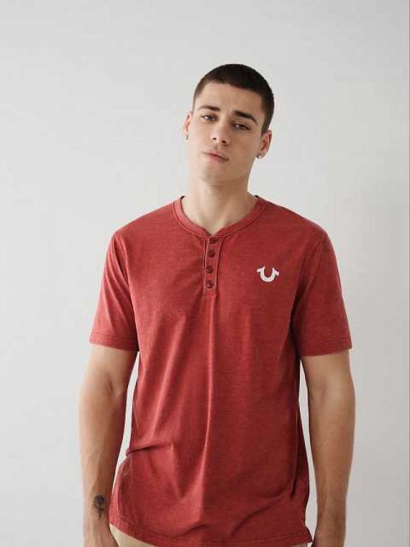 Camiseta True Religion Henley Hombre Rojas | Colombia-WCNLTZS24