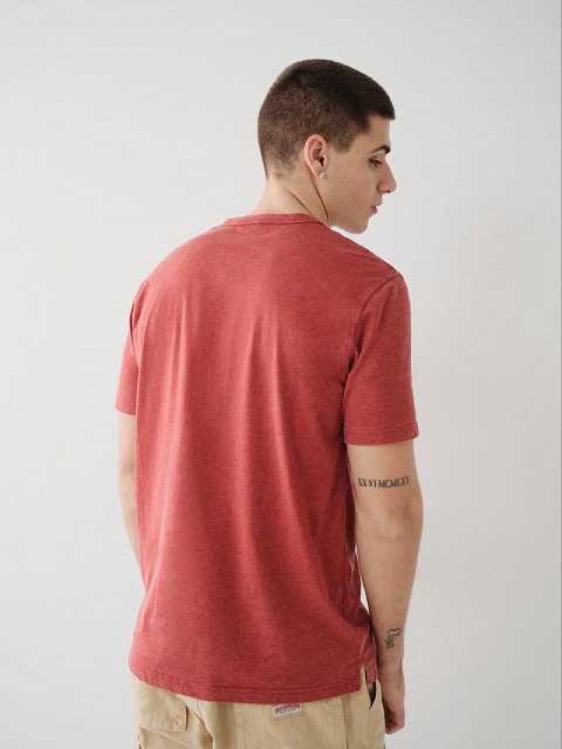 Camiseta True Religion Henley Hombre Rojas | Colombia-WCNLTZS24