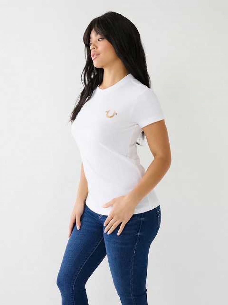 Camiseta True Religion Hologram Glitter Tr Mujer Blancas | Colombia-GLTJZQX34