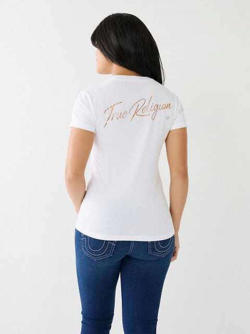 Camiseta True Religion Hologram Glitter Tr Mujer Blancas | Colombia-GLTJZQX34