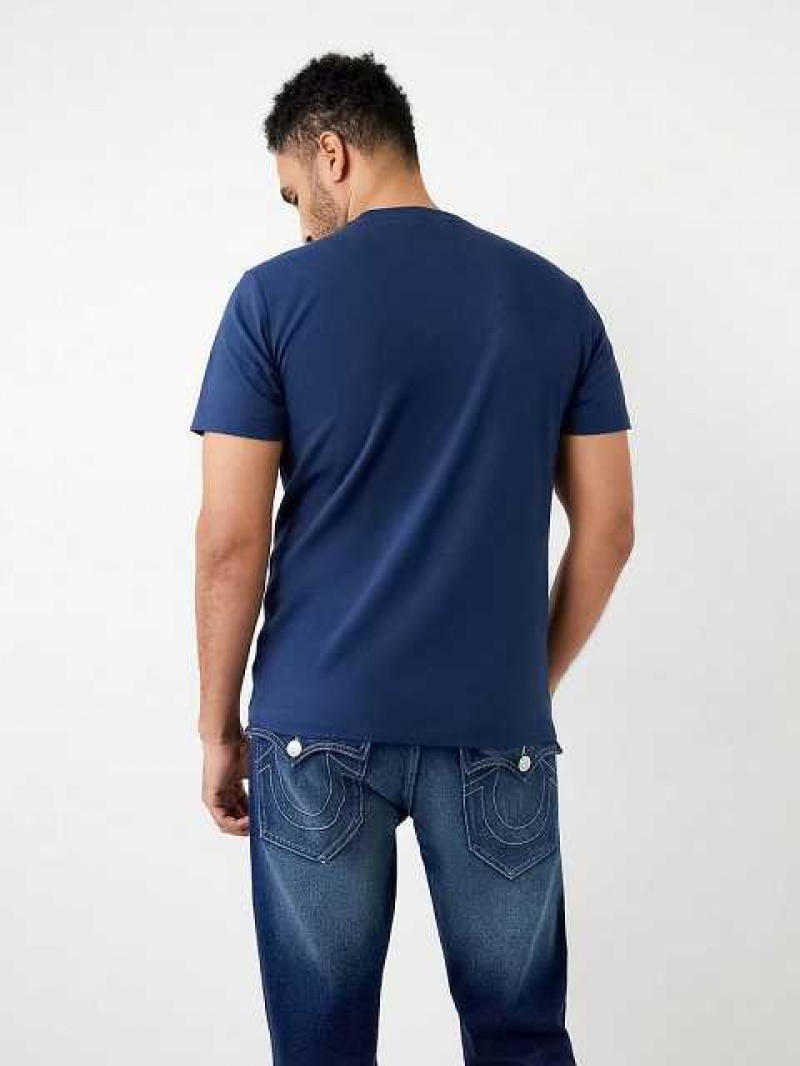 Camiseta True Religion Horseshoe Logo Corta Sleeve Hombre Azul Marino Azules | Colombia-QTODPMV75