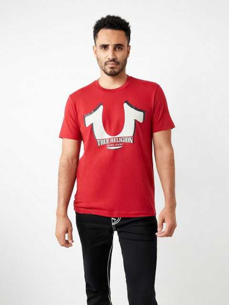 Camiseta True Religion Horseshoe Logo Corta Sleeve Hombre Rojas | Colombia-YKVDRMN36