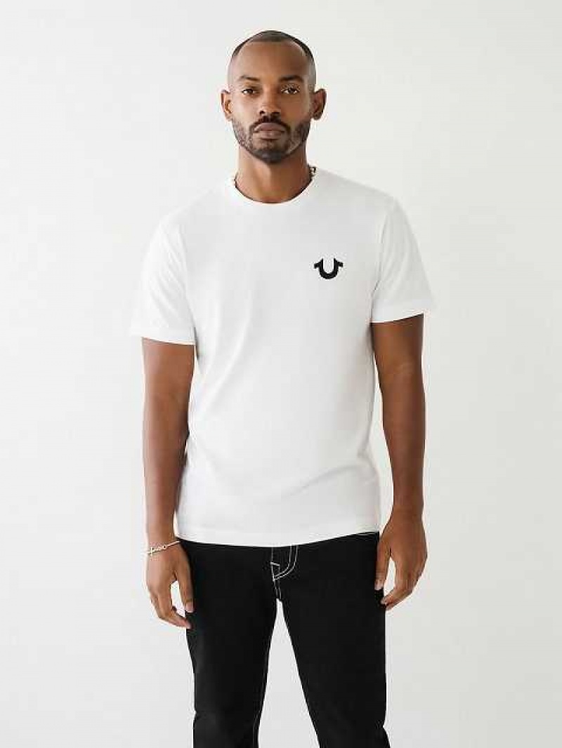 Camiseta True Religion Horseshoe Logo Crew Neck Hombre Blancas | Colombia-IXWREGB62