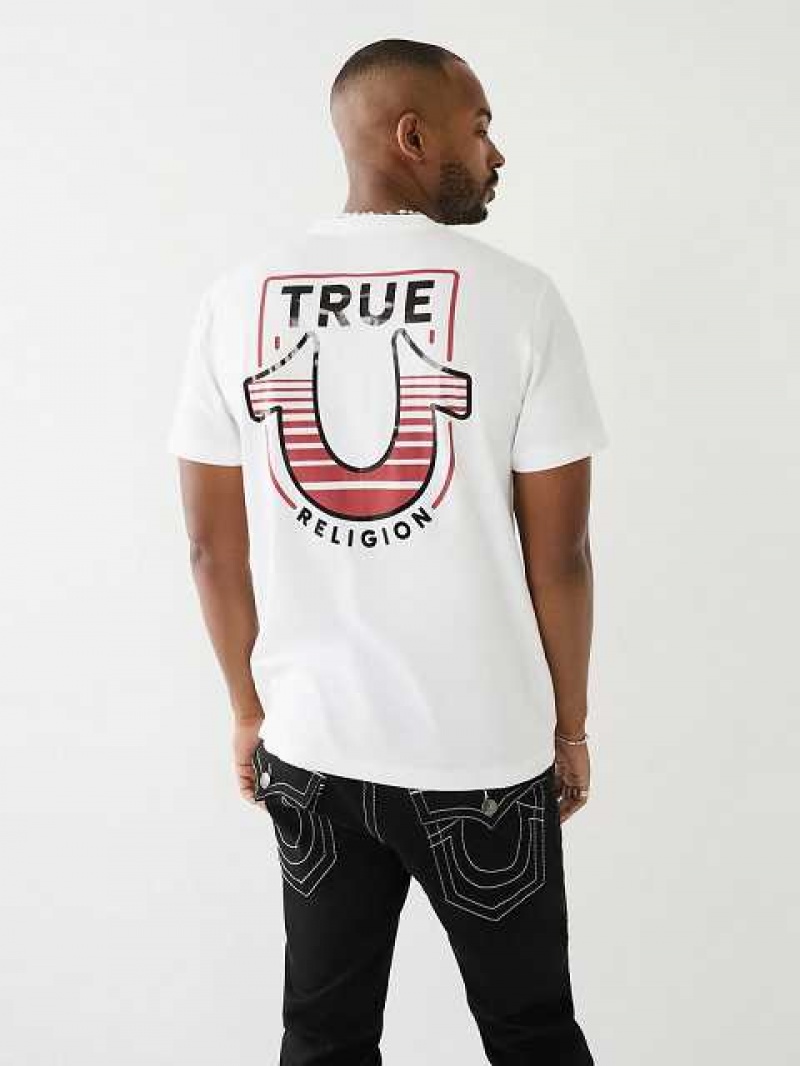 Camiseta True Religion Horseshoe Logo Crew Neck Hombre Blancas | Colombia-IXWREGB62