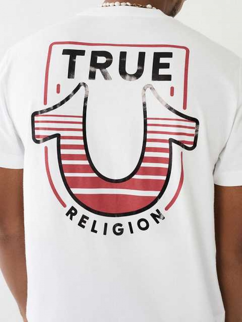 Camiseta True Religion Horseshoe Logo Crew Neck Hombre Blancas | Colombia-IXWREGB62