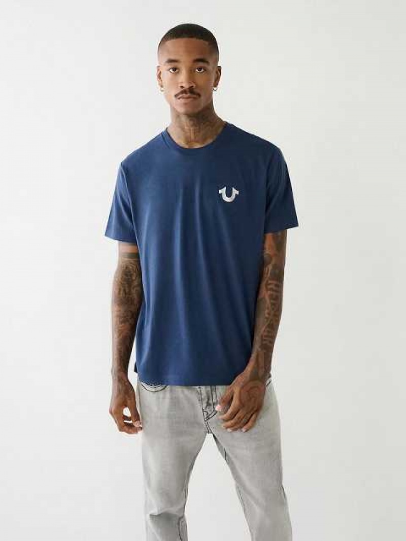 Camiseta True Religion Horseshoe Logo Crew Neck Hombre Azul Marino Azules | Colombia-NVTYBKF60