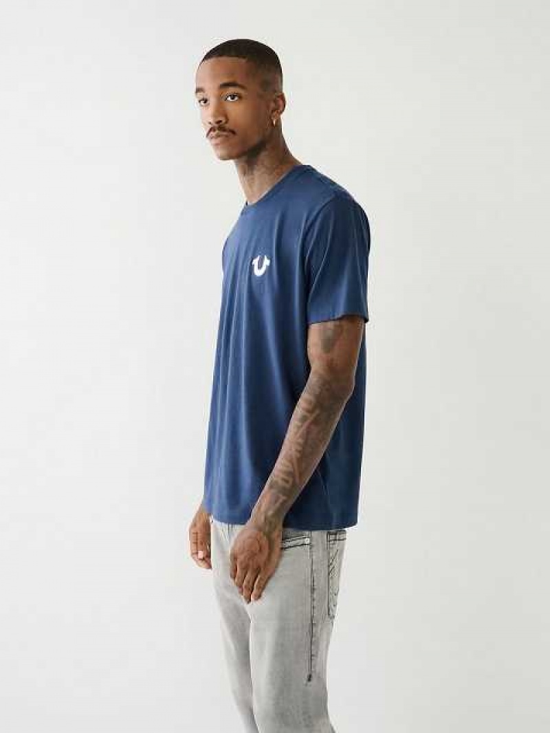 Camiseta True Religion Horseshoe Logo Crew Neck Hombre Azul Marino Azules | Colombia-NVTYBKF60